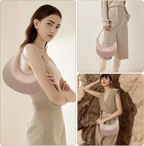 Women Crescent Shoulder Handbag-Large Capacity Crossbody Hobo Purse, Trendy Crescent Bag Clutch Handbag with Adjustable Strap in Kuwait
