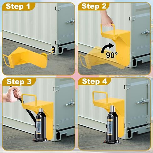 Heavy-Duty Shipping Container Jack Lug with Easy-Grip Handle, 74000 LBS Leveling Attachment Storage Container Leveler Booster for Sea Cans H- Enhanced Stability, Yellow in Kuwait
