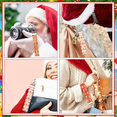 Funmemoir 4pcs Christmas Lanyards for Keys, Christmas Wristlet Lanyard Christmas Keychain Holders Xmas Gingerbread Keychain Wristlet Strap Decoration for Merry Christmas Birthday Baby Shower in Kuwait