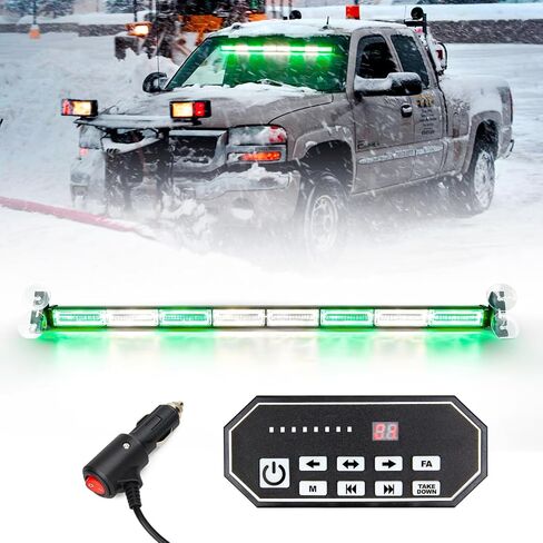 OPP ULITE Led Strobe Light Bar أبيض أخضر مع لوحة تحكم، 80 قطعة LED، 20 وضعًا، 32 بوصة تحذير وامض للسلامة من خطر الزجاج الأمامي/الخلفي أضواء مستشار المرور في حالات الطوارئ للمركبات والشاحنات in Saudi Arabia