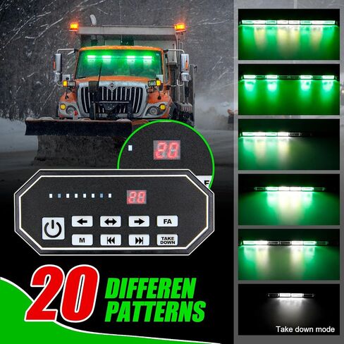 OPP ULITE Led Strobe Light Bar أبيض أخضر مع لوحة تحكم، 80 قطعة LED، 20 وضعًا، 32 بوصة تحذير وامض للسلامة من خطر الزجاج الأمامي/الخلفي أضواء مستشار المرور في حالات الطوارئ للمركبات والشاحنات in Saudi Arabia
