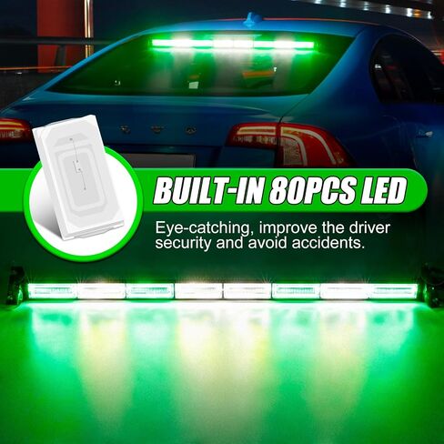 OPP ULITE Led Strobe Light Bar أبيض أخضر مع لوحة تحكم، 80 قطعة LED، 20 وضعًا، 32 بوصة تحذير وامض للسلامة من خطر الزجاج الأمامي/الخلفي أضواء مستشار المرور في حالات الطوارئ للمركبات والشاحنات in Saudi Arabia