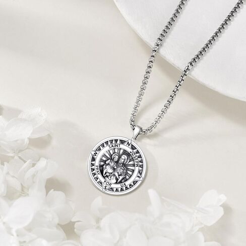 قلادة سانت 925 من الفضة الاسترليني St تميمة الراعي الديني مجوهرات للرجال والنساء in Kuwait