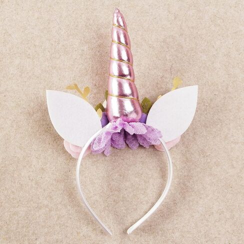 Nishine Unicorn Headband Nonwoven Flowers Cat Ears Pony Head Bands Tiara Glitter Horn for Cosplay Unicorn Party Supplies in Kuwait