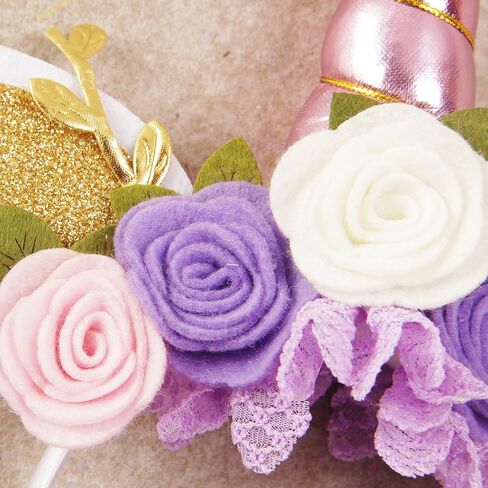 Nishine Unicorn Headband Nonwoven Flowers Cat Ears Pony Head Bands Tiara Glitter Horn for Cosplay Unicorn Party Supplies in Kuwait