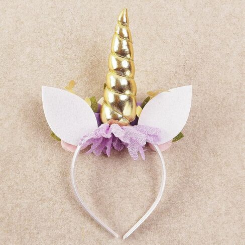 Nishine Unicorn Headband Nonwoven Flowers Cat Ears Pony Head Bands Tiara Glitter Horn for Cosplay Unicorn Party Supplies in Kuwait