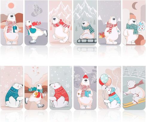 12 قطعة من الإشارات المرجعية المغناطيسية لعيد الميلاد، إشارات مرجعية لطيفة للأطفال، مقاطع صفحة مغناطيسية، إشارة مرجعية مع نمط الدب القطبي، علامات صفحة مغناطيسية للأطفال، هدايا أعياد الميلاد، جوائز الفصل الدراسي، طلاب المدرسة in Kuwait