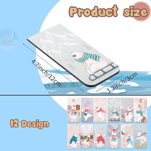 12 قطعة من الإشارات المرجعية المغناطيسية لعيد الميلاد، إشارات مرجعية لطيفة للأطفال، مقاطع صفحة مغناطيسية، إشارة مرجعية مع نمط الدب القطبي، علامات صفحة مغناطيسية للأطفال، هدايا أعياد الميلاد، جوائز الفصل الدراسي، طلاب المدرسة in Kuwait