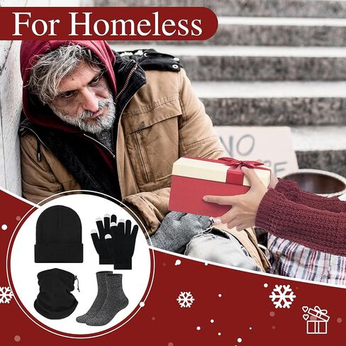 Winter Gloves Beanies Warmers Bulk,48 Pack Hat Neck Warmer Set for Men Women Hat with Touchscreen Gloves Neck Gaiter Warm Sock for Wearing Christmas Homeless Supplies Care package Charity Donation in Saudi Arabia