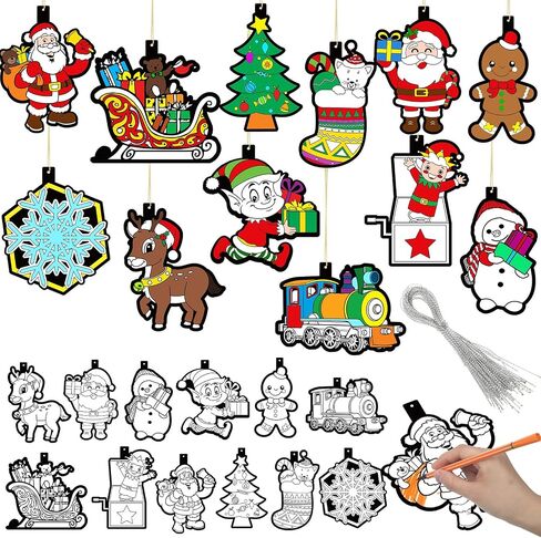 Syhood 36 Pcs Color Your Own Christmas Ornaments Fuzzy Velvet DIY Christmas Ornaments Velvet Art Mini Tree Ornaments Rustic Christmas Decorations for Family Holiday Project Xmas Tree Decor in Saudi Arabia