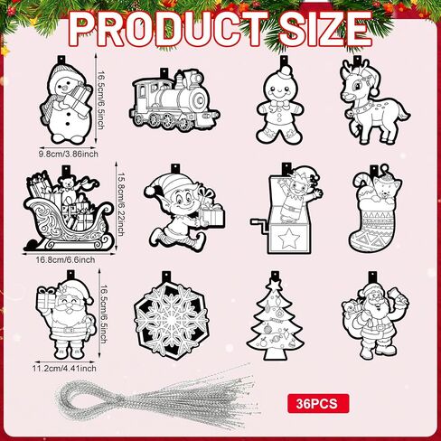 Syhood 36 Pcs Color Your Own Christmas Ornaments Fuzzy Velvet DIY Christmas Ornaments Velvet Art Mini Tree Ornaments Rustic Christmas Decorations for Family Holiday Project Xmas Tree Decor in Saudi Arabia