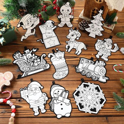 Syhood 36 Pcs Color Your Own Christmas Ornaments Fuzzy Velvet DIY Christmas Ornaments Velvet Art Mini Tree Ornaments Rustic Christmas Decorations for Family Holiday Project Xmas Tree Decor in Saudi Arabia