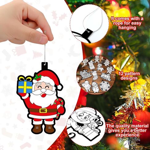 Syhood 36 Pcs Color Your Own Christmas Ornaments Fuzzy Velvet DIY Christmas Ornaments Velvet Art Mini Tree Ornaments Rustic Christmas Decorations for Family Holiday Project Xmas Tree Decor in Saudi Arabia