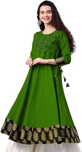 Women's Cotton Embroidered Indian Anarkali Kurtis in Kuwait