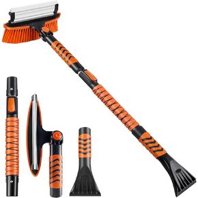 42.5" Ice Scrapers for Car Windshield，3-in-1 Retractable Snow Brush with Thickened Non-Slip Handle, 270° Rotating Snow Scraper for Car, Truck, SUV, Essential Snow Removal Tools