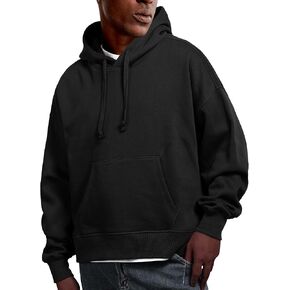 BRISIRA Fleece Oversized Hoodie for Men Cropped Hooded Sweatshirt Pullover Fashion Baggy Drop Shoulder Thermal Winter Warm
