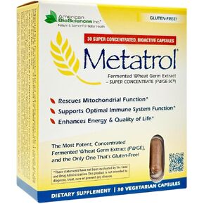 Metatrol Fermented Wheat Germ Extract - Immune & Mitochondria Support for Renewed Vitality & Enhanced Energy - Gluten Free - 60 Vegetarian Capsules, 41mg