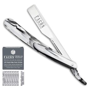 100 BLADES + Facón Professional Adjustable Straight Edge Barber Razor - Salon Quality Cut Throat Shavette