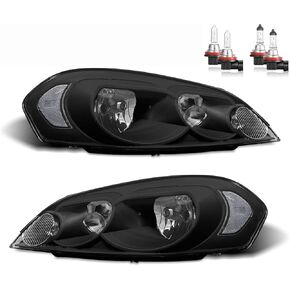 Headlights Assembly W/Bulbs for 2006-2013 Chevy Impala for 14-16 Chevy Impala Limited, 06-07 Chevy Monte Carlo Headlamp Replacement Pair