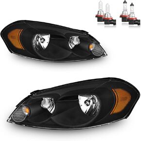 Headlights Assembly W/Bulbs for 2006-2013 Chevy Impala for 14-16 Chevy Impala Limited, 06-07 Chevy Monte Carlo Headlamp Replacement Pair