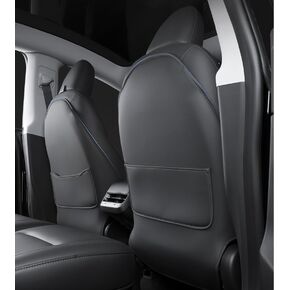 Tesla Model 3/Y/S/X Leather Seat Back Kick Protector, Seat Back Protectors, Tesla Model Y Kick Mats, tesla model y accessories 2024 Set of 2 Black