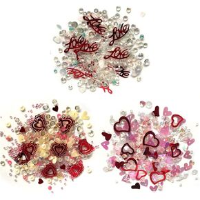 Buttons Galore Sparkletz Embellishments, Iridescent Diamonds, Half Pearls, Sequins & Seed Beads for Crafts, Scrapbooks, Card Making & Shaker Crafts-Valentine's Day-30 Grams Total
