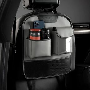 Car Backseat Organizer,Hanging Car Storage Bag with Plastic Hooks,Car Travel Accessories, Faux Deer Velvet Material,Compatible with Most Vehicles,Inner Car Accessories