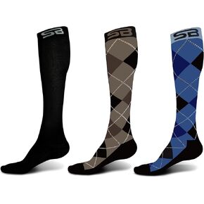 3 أزواج من الجوارب الضاغطة مقاس X-Large (أسود خالص + فستان-أسود أرجيل + فستان-أزرق أرجيل) in Kuwait