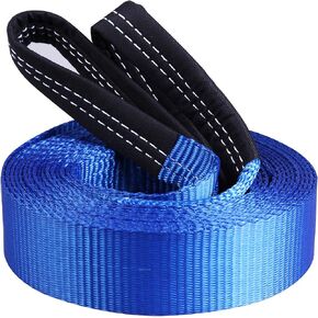 Cartman 2" x 20' Tow Belt Heavy Duty 10,000Lbs Tow Strap Off Road Towing Rope with Reinforced Loops for Recovery Vehicles