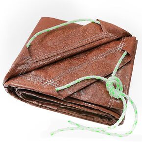 TARPAL 4x4（2pack） Small tarp with Drawstring Tarp Waterproof Brown Medium Duty tarps Multipurpose Cover for Leaf Camping Firewood Outdoor Furniture etc.