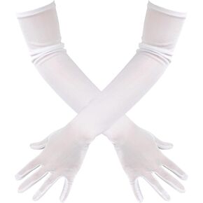 Long Gloves Women Formal, Sheer Gloves Breathable white gloves Mesh Gloves 22 Inch Extra Long Stretchy Tulle Gloves