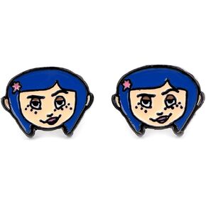 Horror Halloween Coraline Earrings Stud, Metal Anime Cartoon Ear Stud for Women and Men(1)
