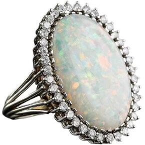 Luxury Fashion Exaggerated Opal Ring in Sterling Silver Cushion Cut 4 Carat Zircon Diamond Eternal Love Collection Anniversary Promise Ring Engagement Women's Wedding Ring 532 (6)