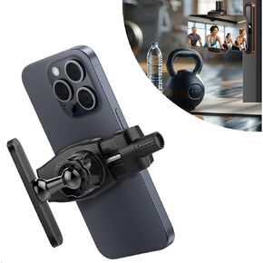 Gym & Golf Cart Phone Holder - Universal Magnetic Mount, Adjustable 360° Rotation, Fits 4.7-7" Smartphones, Durable Construction, Black