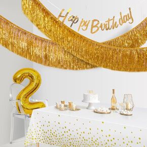 C＆B Silver Fringe Banner for Party Decorations,6 Ft Hanging Fringe Tinsel Garland,Metallic Foil Silver Streamer Photo Backdrop for The 70s & 80s Last Disco Ball Bachelorette Party, 21st Birthday Decor