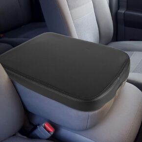 LEXLEY Center Console Pad Armrest Box Cover Waterproof Anti-Scratch Leather Protector Covers For 2002-2008 RAM 1500 2500 3500 Jump Seat Console-Black Stitches