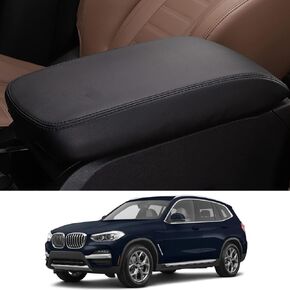 Car Central Console Cover Custom Fit for BMW X3 2018-2023 Waterproof Auto Center Armrest Box Saver Protector(Black with Black Stitches)