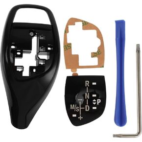 Gear Shift Knob Button Cover for BMW 1'F20 F21 Sport Version Waterproof Center Console Knob Trim Sticker Carbon Fiber Black Adhesive Backing 1 Set