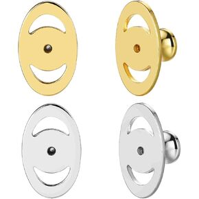 Earring Lifter Backs, JIACHARMED Button Pierced Earring Backs for Droopy Ears Large Locking Earring Support Backings Replacements for Heavy Earrings 4pcs Flat Earring Backers for Studs,Mixed Color