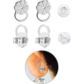 Earring Backs for Droopy Ears, Adjustable Heavy Earrings Lifters Backs, 8 Pairs (2 Silver+1 Gold+1 Silicone)