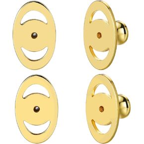 Earring Lifter Backs, JIACHARMED Button Pierced Earring Backs for Droopy Ears Large Locking Earring Support Backings Replacements for Heavy Earrings 4pcs Flat Earring Backers for Studs,Mixed Color