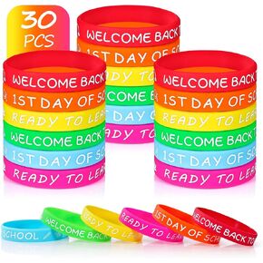 Genuvi 4th of July Patriotic Rubber Bracelets USA American Flag Wristbands Red White and Blue Silicone Bracelet for Independence Day Party Favors for Kids Teens School Classroom Prizes Gifts 30 PCS