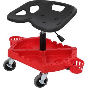 300 Lbs Rolling Garage Stool with Bottle Holder, Store & Organize Your Kit, Durable Casters & Brakes