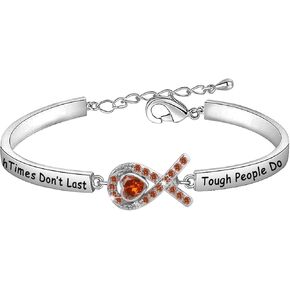 CENWA Orange Awareness Jewelry Orange Awareness Ribbon Survivor Gift Leukemia Warrior Gift Tough Times Don’t Last Tough People Do Bracelet
