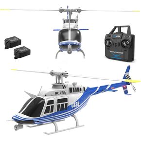 C138 206 طائرة هليكوبتر تعمل بالتحكم عن بعد طائرة بدون طيار RC Heli دوار واحد بدون جنيحات 6CH 6 محاور جيروسكوب ارتفاع يحوم مع تحديد التدفق البصري 2 بطارية للبالغين المبتدئين (أزرق)