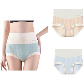 2PCS Cotton High Waist Underwear Invisible Underwear Printed Cotton Women's Underwear Cute Underwear