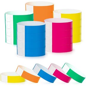 500 Pcs Wristbands for Events - Waterproof Paper Wristbands, Neon Wrist Bands for Lightweight Concert Party Festival Admission Identification