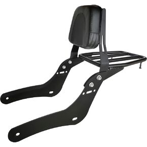 Backrest Sissy Bar With Luggage Rack And Comfortable Pad Compatible With Honda Rebel 500 Rebel 300 CMX500 CMX300 2017-2022 (Black)