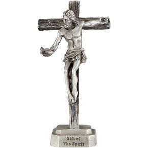 Gift of the Spirit Holy Dove Small Pewter Standing Crucifix Cross,3 1/2 Inch,Silver