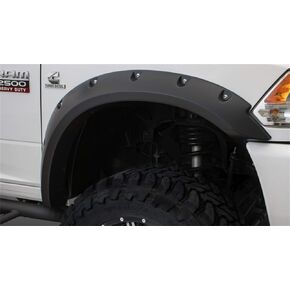 Bushwacker Max Coverage Pocket/Rivet Style Rear Fender Flares | 2-Piece Set, Black, Smooth Finish | 50052-02 | Fits 2010-2018 Dodge Ram 2500, 3500 (Includes Dually)